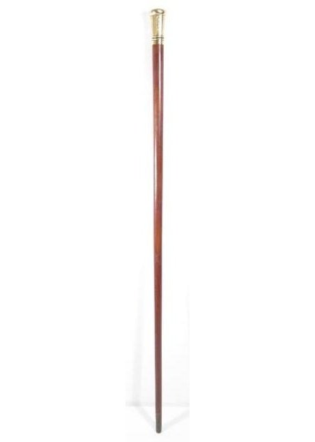 MID 19th C. PRESENTATION DAGGER CANE, 14kt GOLD: A mid 1800's 14 kt gold topped, dress cane with dagger. This hardwood, handcrafted cane is a presentation piece and is inscribed on the handle "from DR L.P. BLACKBURN, to COL. SAMUEL CHURCHILL, WILTON