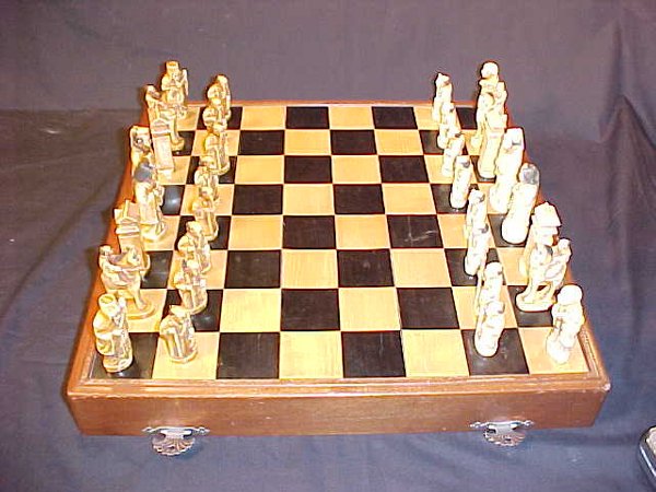 JAPANESE CARVED IVORY CHESS SET
