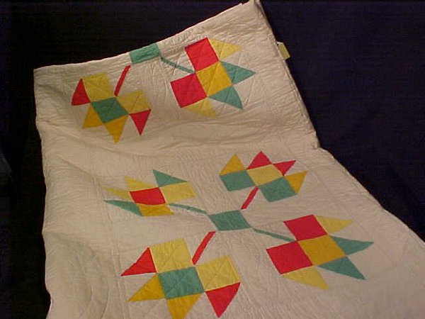 MULTI COLOR HAND SEWN QUILTED QUILT