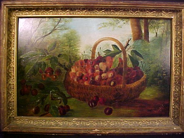 ANTIQUE OIL PAINTING STILL LIFE R LAKE