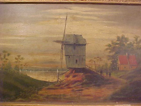 R LAKE ANTIQUE OIL PAINTING ON BOARD - 2
