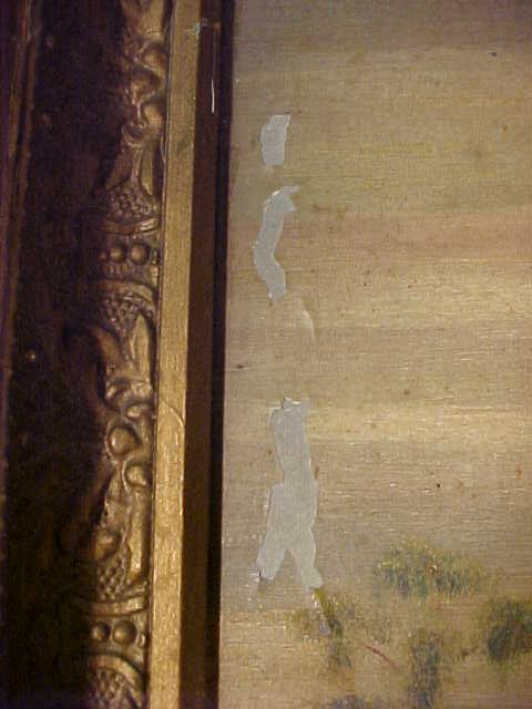 R LAKE ANTIQUE OIL PAINTING ON BOARD - 4