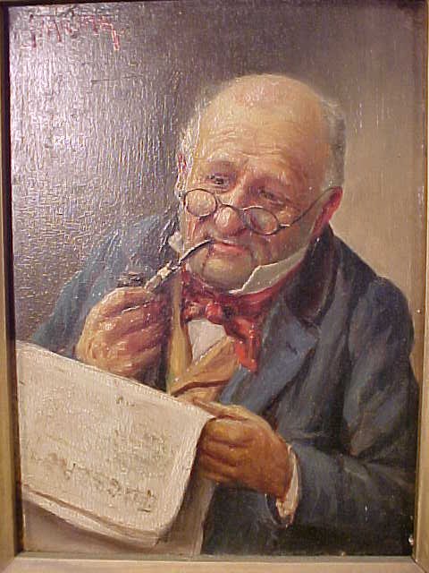 J MICOTTA OIL PAINTING ON BOARD OLD MAN - 2
