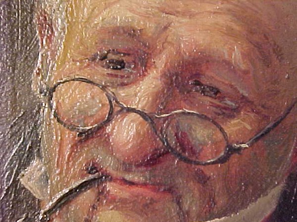 J MICOTTA OIL PAINTING ON BOARD OLD MAN - 4
