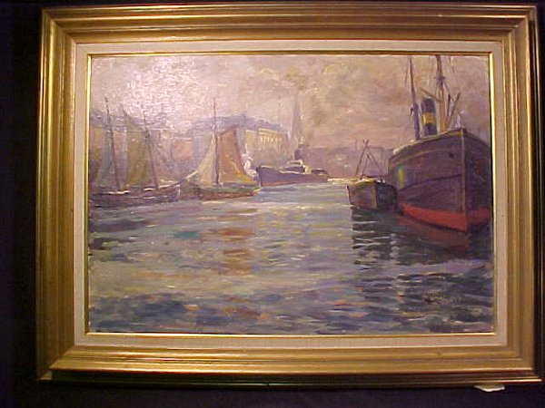SHIP SCENE OIL PAINTING LUNDEGARD