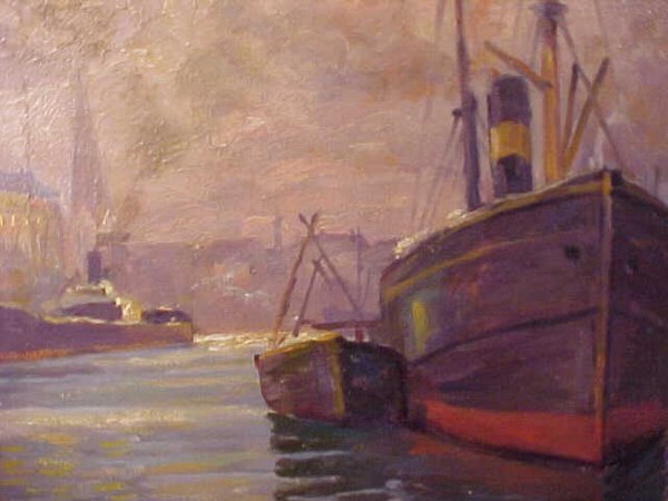 SHIP SCENE OIL PAINTING LUNDEGARD - 2