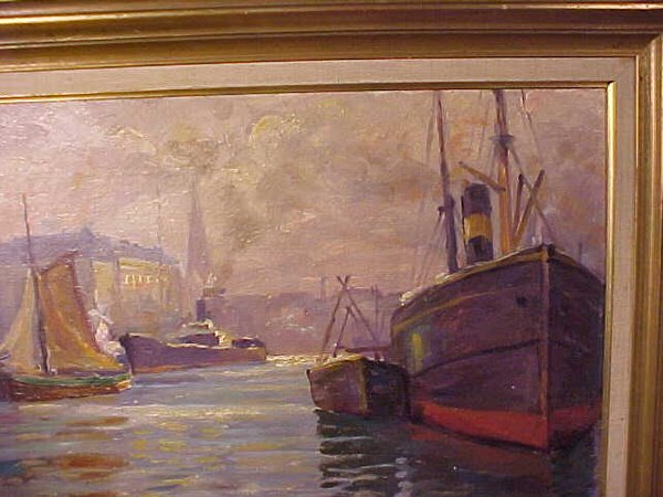 SHIP SCENE OIL PAINTING LUNDEGARD - 4