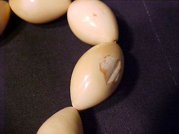 WHALE BONE IVORY BEAD NECKLACE 11 1/2" - 3
