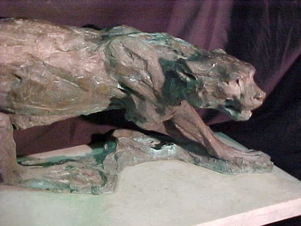 LG BRONZE CHEETAH SCULPTURE KENWORTHY - 4
