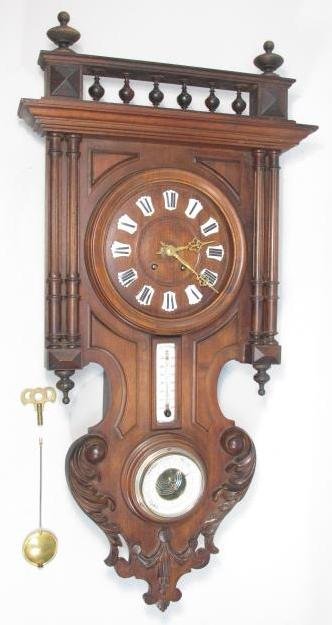 19TH C FRENCH CARVED WALNUT WALL CLOCK (1 of 9)