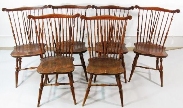 SET OF SIX ENGLISH WINDSOR SPINDLE FANBACK DINING CHAIR (1 of 10)
