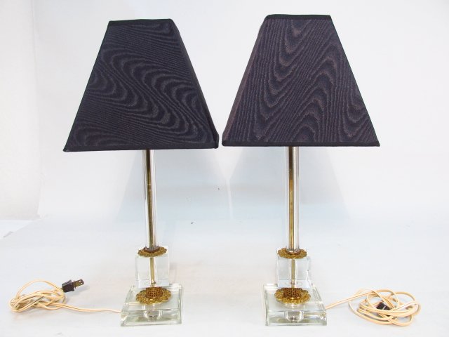 PAIR VINTAGE METAL MOUNTED CRYSTAL TABLE LAMPS (1 of 8)