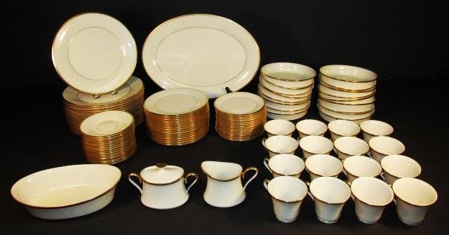 LENOX "ETERNAL" PORCELAIN DINNERWARE SERVICE FOR 16: (1 of 6)