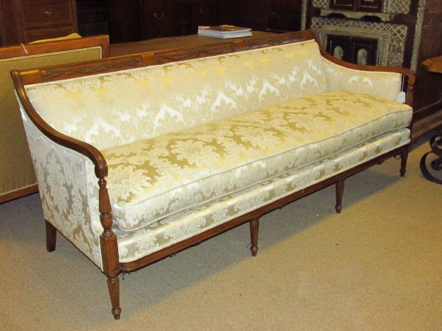 HEPPLEWHITE STYLE CARVED MAHOGANY SOFA (1 of 10)