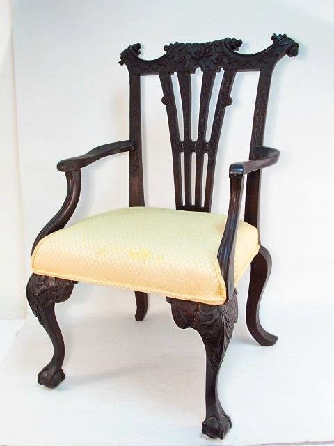 19TH CHIPPENDALE STYLE CARVED MAHOGANY ARMCHAIR (1 of 8)