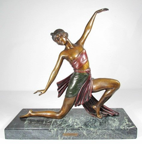 ART DECO BRONZE & MARBLE SCULPTURE AFTER CHIPARUS (1 of 9)