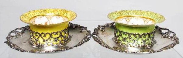 TWO GORHAM STERLING SILVER RAMEKIN W/ BELLEEK INSERTS (1 of 9)