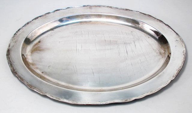 PERUVIAN STERLING SILVER SERVING TRAY - 22.5" - 56 TROY (1 of 5)