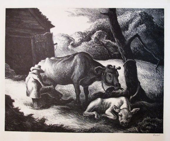 THOMAS HART BENTON ORIGINAL LITHOGRAPH: "WHITE CALF" (1 of 8)