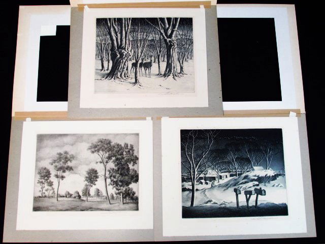 THREE SAMUEL L. MARGOLIES SIGNED ETCHINGS (1 of 10)