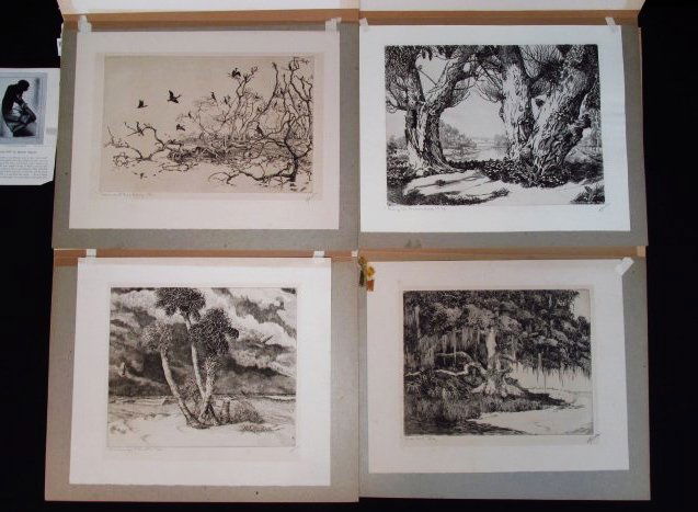 FOUR WALTER RONALD LOCKE ORIGINAL SIGNED ETCHINGS (1 of 10)