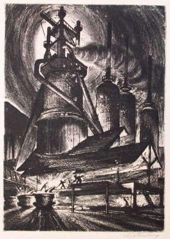 ENGRAVING: HARRY STERNBERG "BLAST FURNACE (1 of 8)