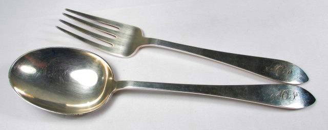 TIFFANY "FANEUIL" STERLING SILVER SERVING FORK & SPOON (1 of 4)
