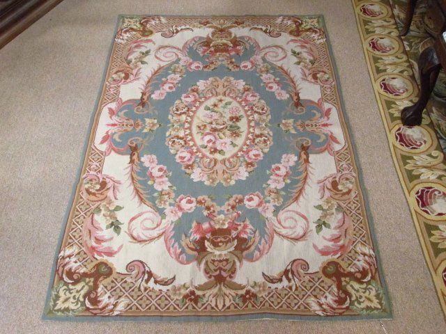 FLORAL NEEDLEPOINT AREA RUG 42" X 70" (1 of 4)