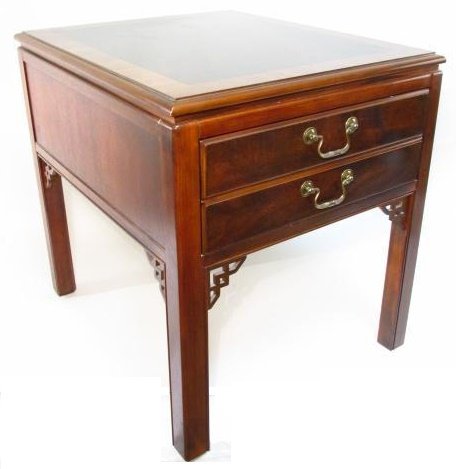 DREXEL HERITAGE CHIPPENDALE STYLE BURLED SIDE TABLE (1 of 6)