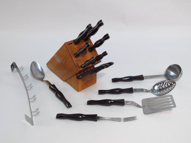 CUTCO KNIFE SET, WOOD BLOCK AND HANGING UTENSIL SET (1 of 10)