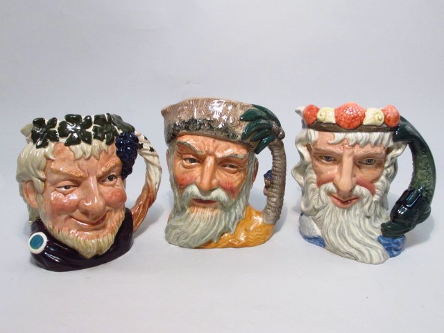 THREE ROYAL DOULTON CHARACTER TOBY JUGS LOT (1 of 8)