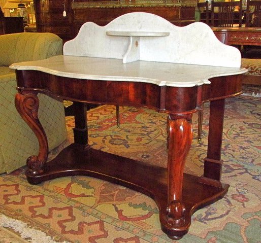 19th C EMPIRE MARBLE TOP MAHOGANY CONSOLE TABLE (1 of 7)