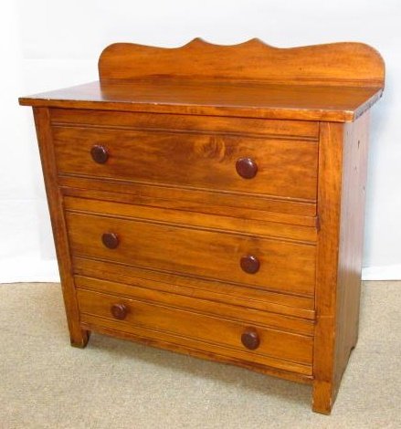 SMALL PRIMITIVE STYLE CHERRY WOOD CHEST OF DRAWERS (1 of 7)
