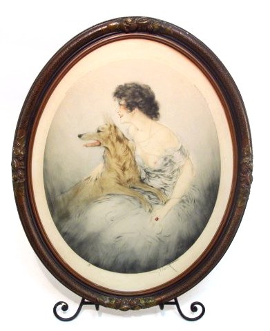 LOUIS ICART SIGNED ETCHING W/ AQUATINT: BEST FRIENDS (1 of 9)