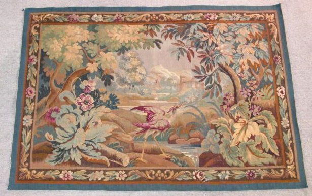19TH C FRENCH AUBUSSON VERDURE TAPESTRY - 3'11" x 5'9" (1 of 9)