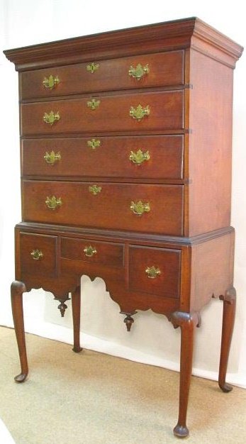 EARLY 19TH C QUEEN ANNE STYLE HIGHBOY CHEST OF DRAWERS (1 of 9)
