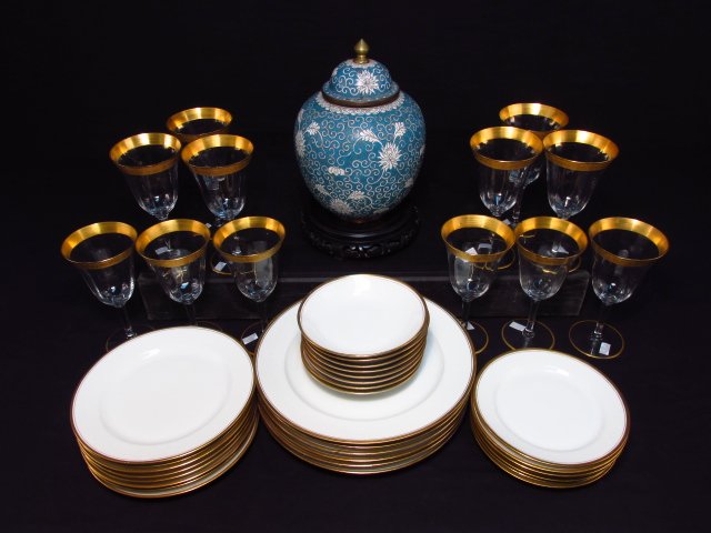 ASSORTED TABLEWARES: STEMS, DINNERWARE, CLOISONNE, ETC. (1 of 7)