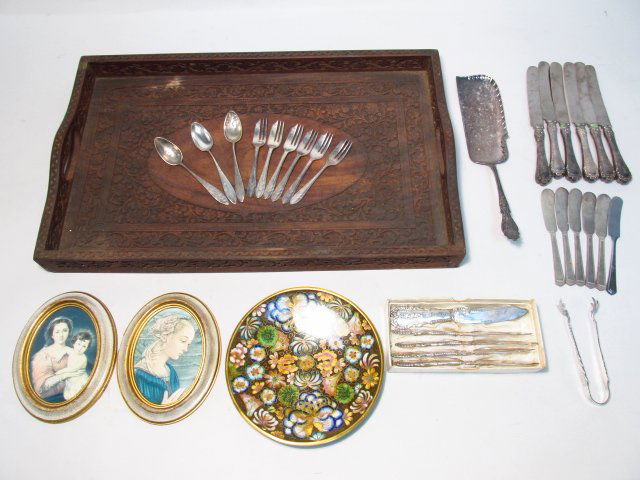 DECORATIVES: CLOISONNE, CARVED TRAY, ETC. (1 of 9)