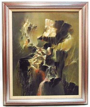 ABSTRACT ACRYLIC ON CANVAS PAINTING SIGNED "S. GRECO" (1 of 7)