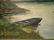 515: OLD OIL ON CANVAS PAINTING POND VILLAGE SIGNED - 4
