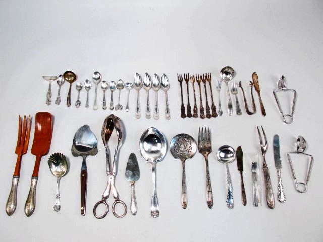 ASSORTED STERLING SILVER & SILVER PLATED UTENSILS (1 of 9)