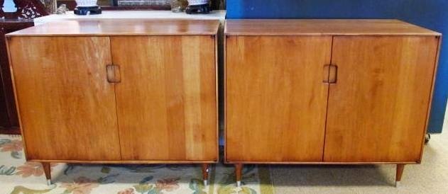 PAIR MID CENTURY DANISH MODERN CONSOLE CABINETS (1 of 6)