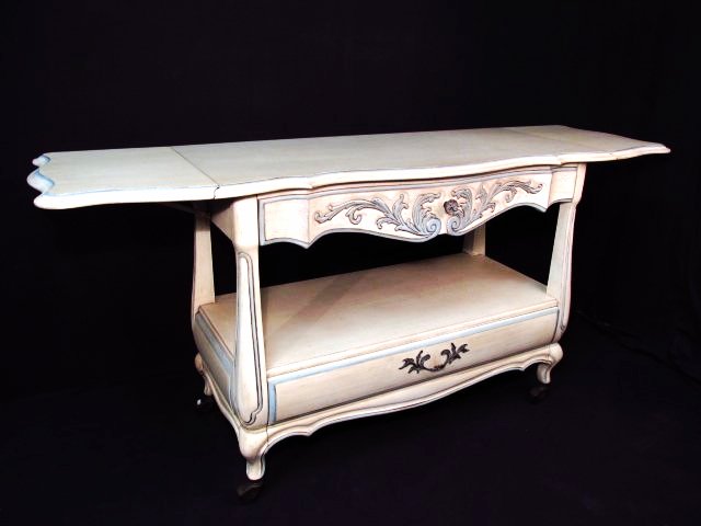 WHITE FURNITURE FRENCH STYLE WHEELED SERVER/BUFFET (1 of 8)