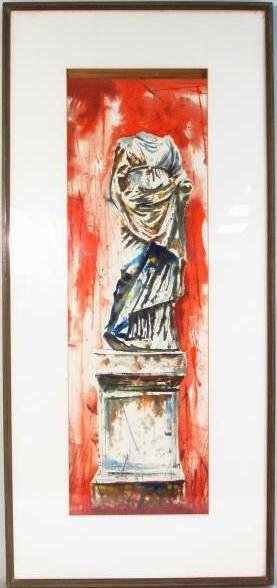 JOHN WHEAT ABSTRACT GOUACHE PAINTING ON BOARD (1 of 8)