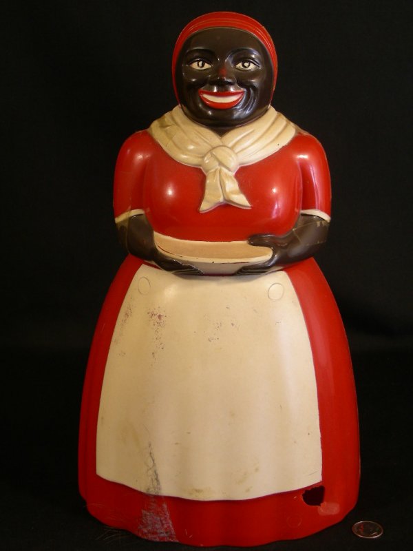 223 1950's PLASTIC AUNT JEMIMA COOKIE JAR CONTAINER