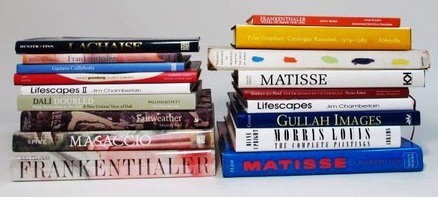 LARGE LOT ASSORTED VINTAGE ART BOOKS: MORRIS LOUIS,: Large lot of assorted vintage art books. Includes books on Louis Morris, Victor Hugo, Fairweather, Frankenthaler, Masaccio, and many more. Condition: minor signs of age and use, see images. Weight: 55