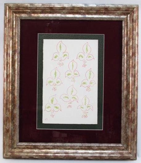 HENRI MATISSE LITHOGRAPH: "POEMES DE CHARLES: Henri Matisse original lithograph from the "Poemes De Charles D'Orleans, 1950". Framed in a custom double window frame designed to see both the front and back of the sheet. As certified by Dunhill Fin