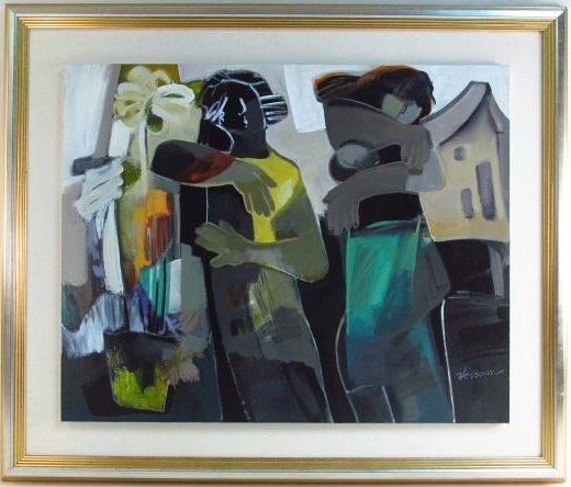 HESSAM ABRISHAMI, OIL ON CANVAS: DARING APPROACH, COA: An original, signed, Hessam Abrishami, oil on canvas framed painting entitled, "Daring Approach" with the original bill of sale dated 1999. Also included is a certificate of authenticity and period Ab