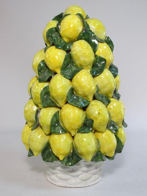 ITALIAN GLAZED LEMON CENTERPIECE: Italian Glazed Lemon Centerpiece, Condition: Good, See Pictures. Measures as follows: Height 18", Length 10", Width 10". Weigth: 20lbs