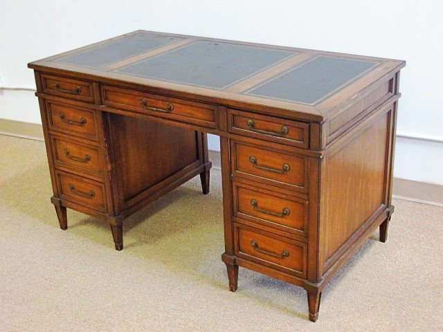 SLIGH BLACK LEATHER TOP DESK (1 of 5)